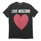 LOVE MOSCHINO Mens Black Graphic T-Shirt S Short Sleeve Crew Neck