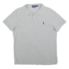 POLO RALPH LAUREN Mens Grey Short Sleeve Plain L Cotton Blend Polo Shirt