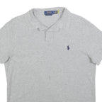 POLO RALPH LAUREN Mens Grey Short Sleeve Plain L Cotton Blend Polo Shirt