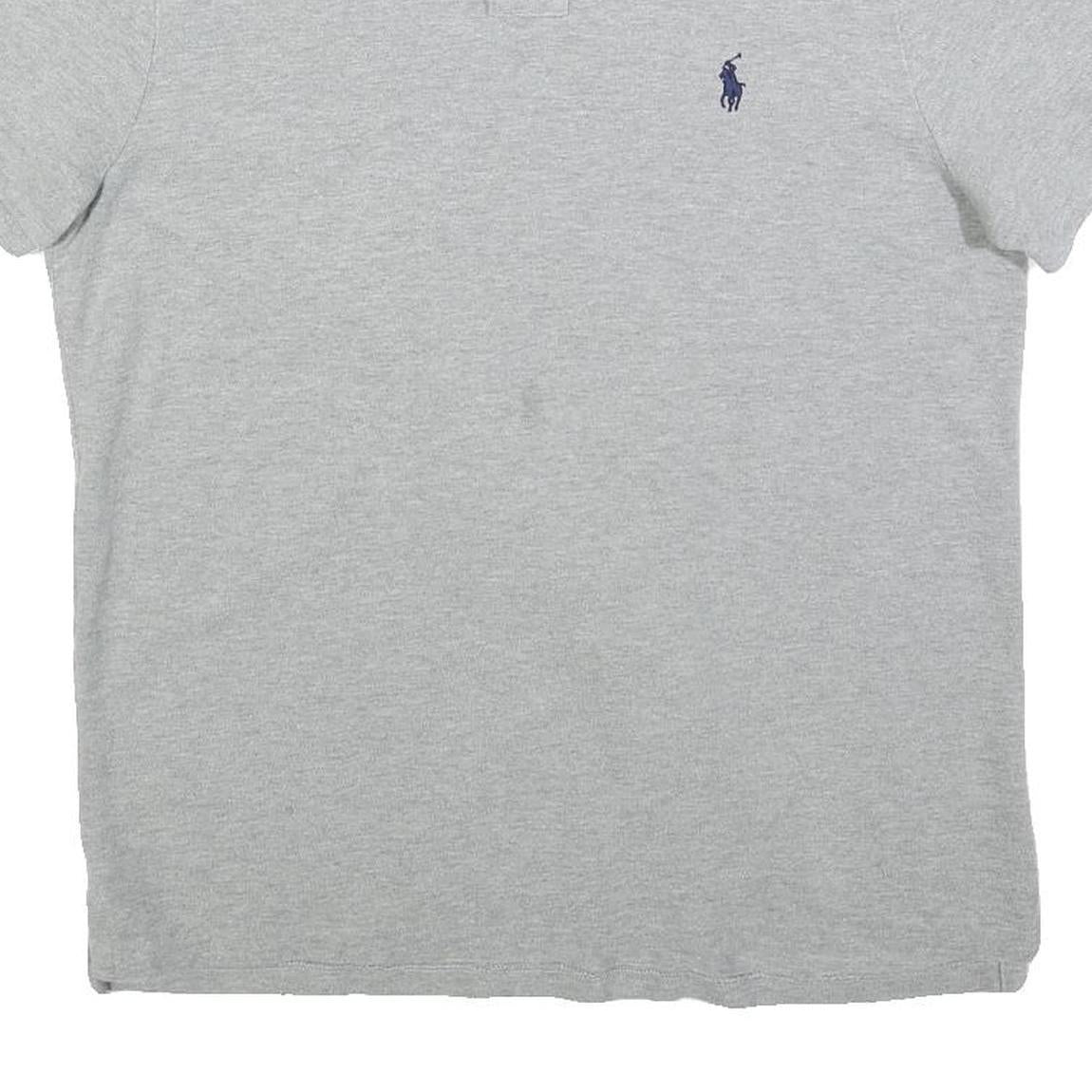 POLO RALPH LAUREN Mens Grey Short Sleeve Plain L Cotton Blend Polo Shirt