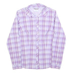 COLUMBIA Womens Purple & White Plaid Shirt L Lightweight Button Up Outdoor Shirt