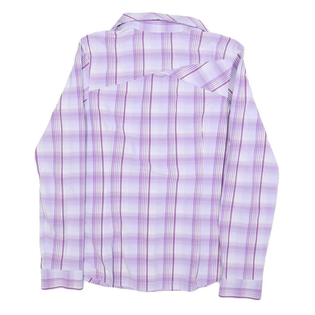 COLUMBIA Womens Purple & White Plaid Shirt L Lightweight Button Up Outdoor Shirt