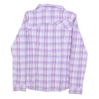 COLUMBIA Womens Purple & White Plaid Shirt L Lightweight Button Up Outdoor Shirt