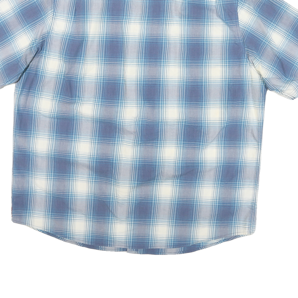 WRANGLER Mens Blue & White Check Shirt XL Cotton Blend Short Sleeve Casual