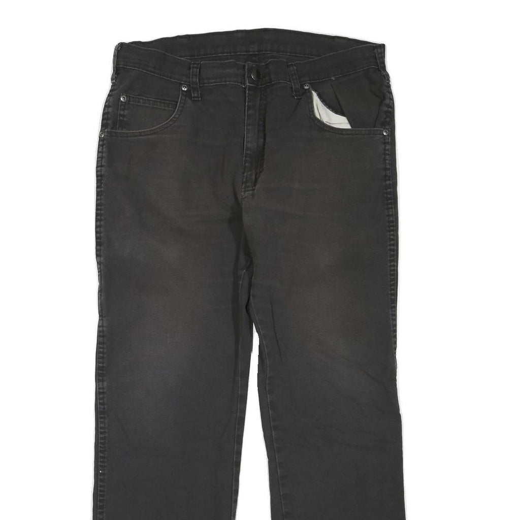 DICKIES Womens Regular Fit Straight Black Denim W34 L30 Workwear Zip Jeans