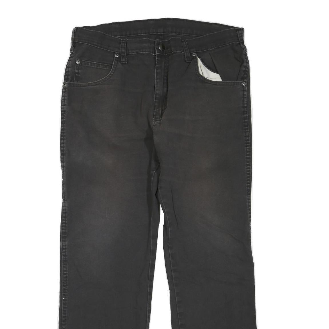 DICKIES Womens Regular Fit Straight Black Denim W34 L30 Workwear Zip Jeans