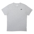 NEW BALANCE Mens Grey Graphic T-Shirt L Short Sleeve Crew Neck Cotton Blend