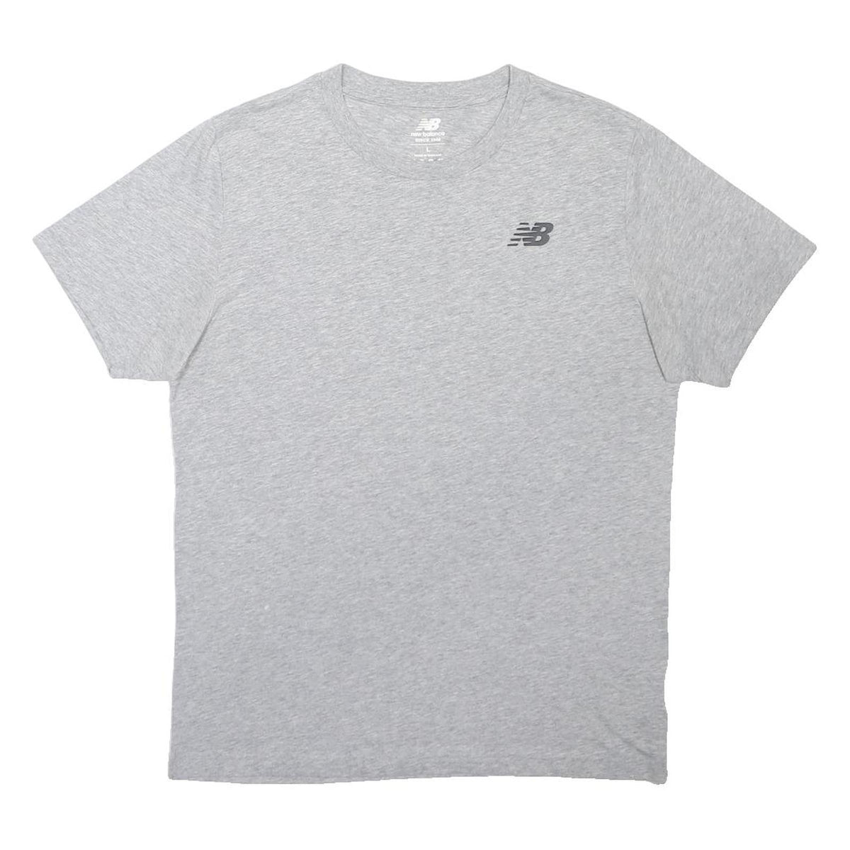 NEW BALANCE Mens Grey Graphic T-Shirt L Short Sleeve Crew Neck Cotton Blend