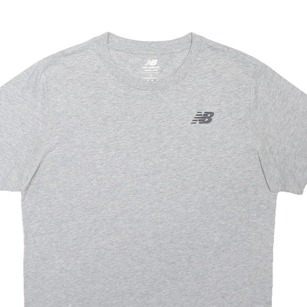 NEW BALANCE Mens Grey Graphic T-Shirt L Short Sleeve Crew Neck Cotton Blend