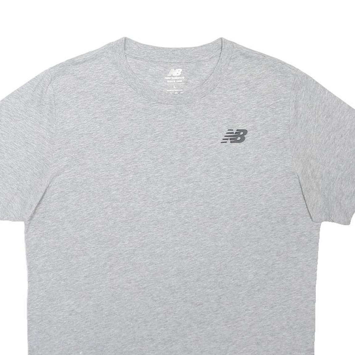 NEW BALANCE Mens Grey Graphic T-Shirt L Short Sleeve Crew Neck Cotton Blend