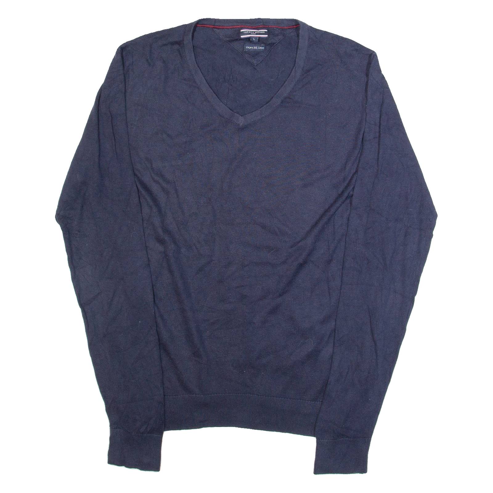 TOMMY HILFIGER Mens Jumper Blue Tight Knit L
