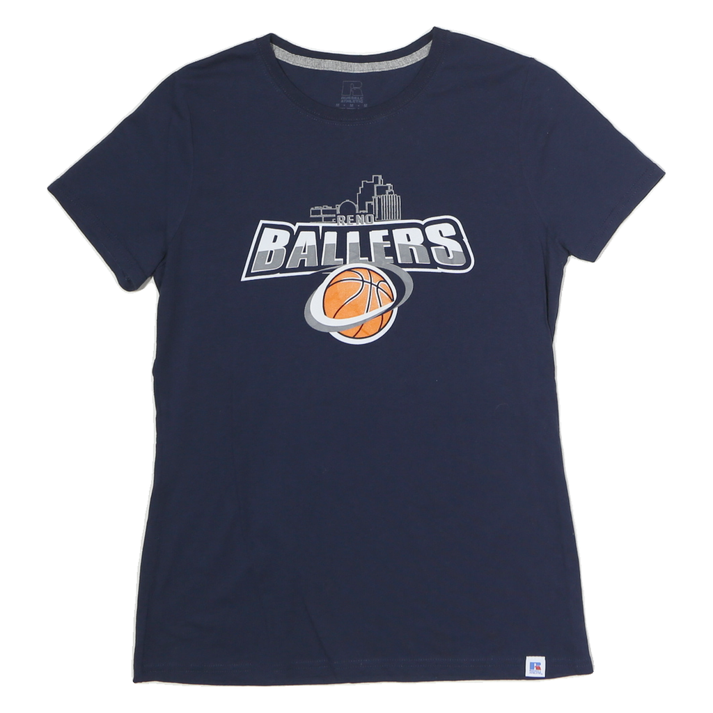 RUSSELL ATHLETIC Mens Navy Blue Ballers Graphic T-Shirt M Short Sleeve Crew Neck