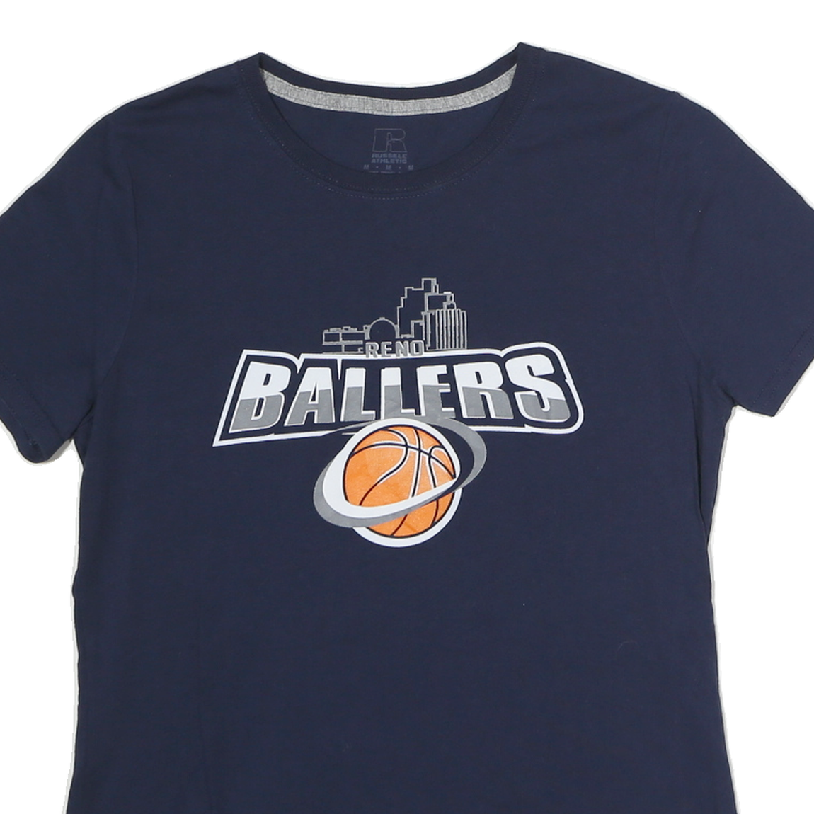 RUSSELL ATHLETIC Mens Navy Blue Ballers Graphic T-Shirt M Short Sleeve Crew Neck