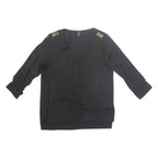 H&M Womens Blouse Black V-Neck Long Sleeve S