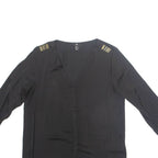 H&M Womens Blouse Black V-Neck Long Sleeve S