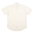 CAPE COD Mens Cream & Blue Checked Polyester Shirt M Casual Summer Short Sleeve