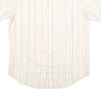 CAPE COD Mens Cream & Blue Checked Polyester Shirt M Casual Summer Short Sleeve