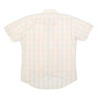 CAPE COD Mens Cream & Blue Checked Polyester Shirt M Casual Summer Short Sleeve