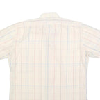 CAPE COD Mens Cream & Blue Checked Polyester Shirt M Casual Summer Short Sleeve
