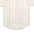 CAPE COD Mens Cream & Blue Checked Polyester Shirt M Casual Summer Short Sleeve