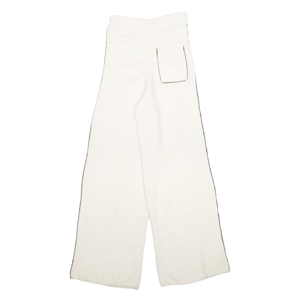 MNG Womens Acrylic Blend White Relaxed Wide-Leg Trousers W26 L33 Casual