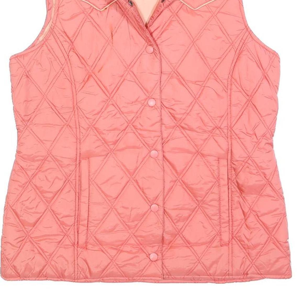 ROPER Womens Pink Quilted Sleeveless Jacket M Polyester Blend Button Front