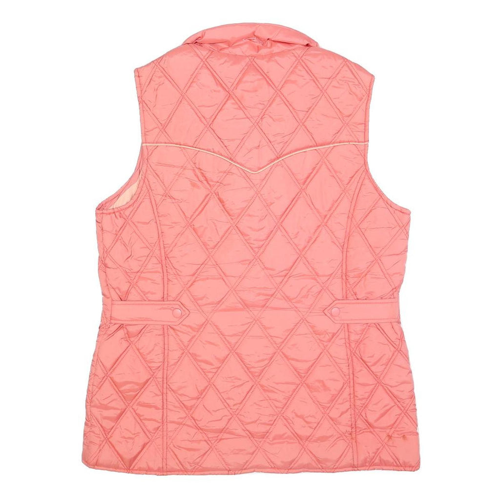 ROPER Womens Pink Quilted Sleeveless Jacket M Polyester Blend Button Front