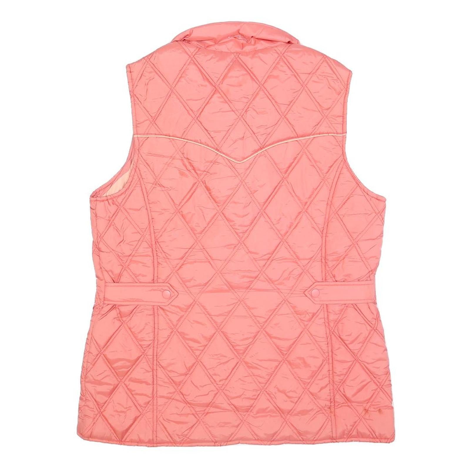 ROPER Womens Pink Quilted Sleeveless Jacket M Polyester Blend Button Front