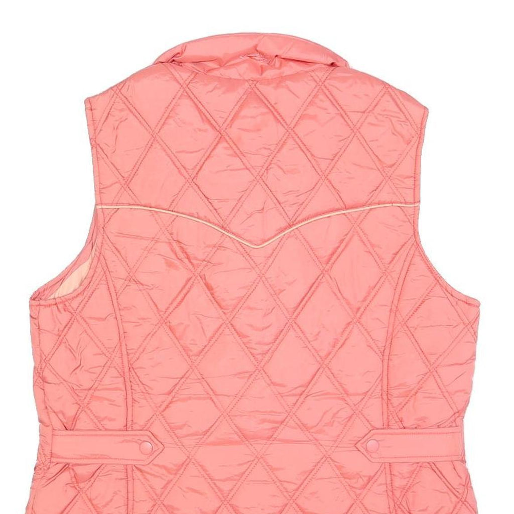 ROPER Womens Pink Quilted Sleeveless Jacket M Polyester Blend Button Front