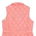 ROPER Womens Pink Quilted Sleeveless Jacket M Polyester Blend Button Front