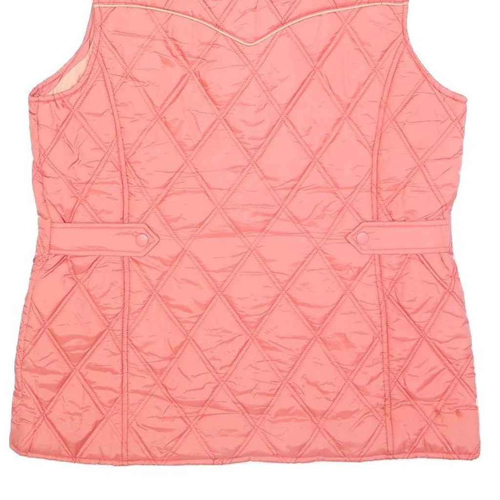 ROPER Womens Pink Quilted Sleeveless Jacket M Polyester Blend Button Front