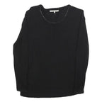 GERARD DAREL Womens Black Cotton Blend Basic Top Long Sleeve Round Neck S