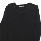 GERARD DAREL Womens Black Cotton Blend Basic Top Long Sleeve Round Neck S