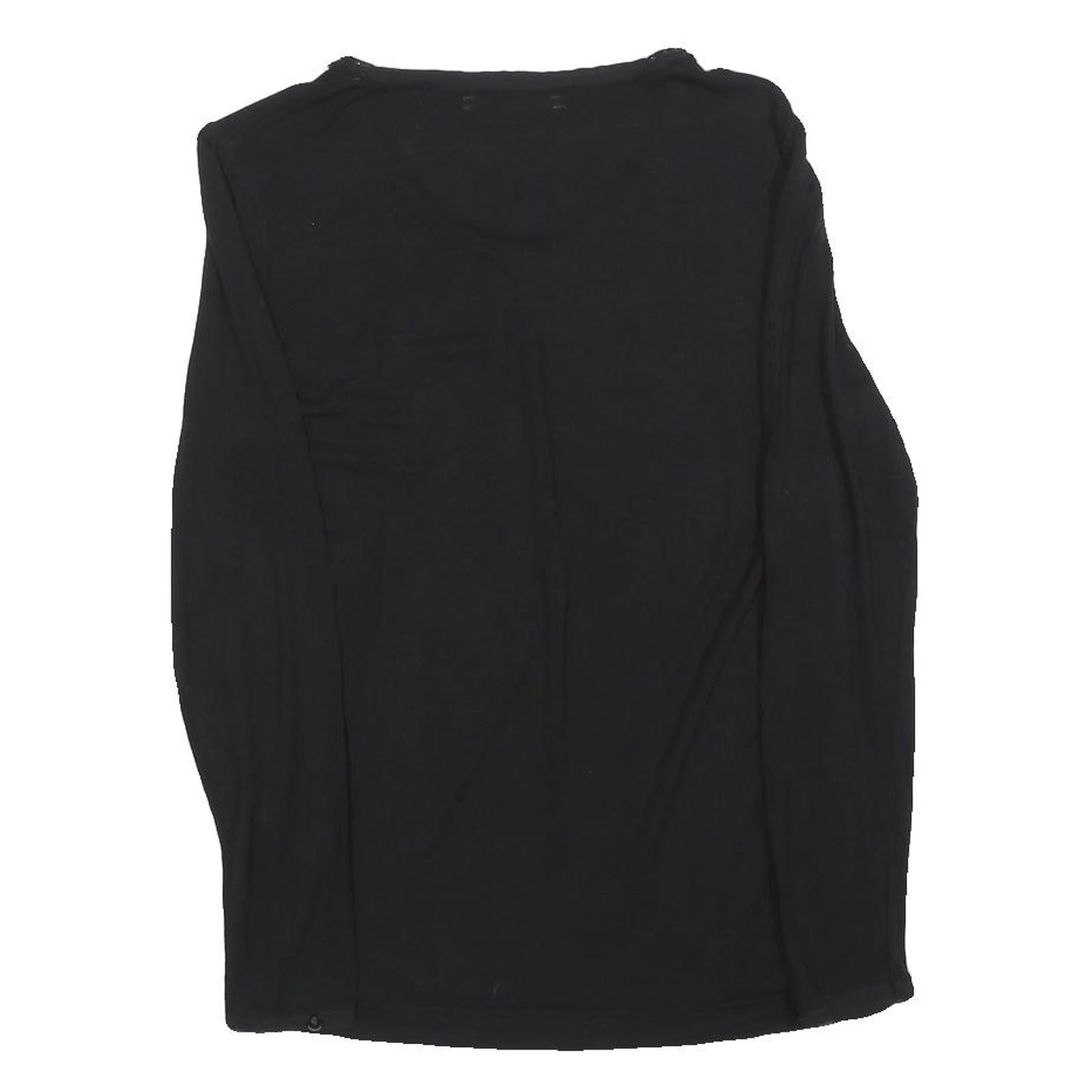 GERARD DAREL Womens Black Cotton Blend Basic Top Long Sleeve Round Neck S