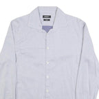DKNY Mens Blue Cotton Blend Slim Fit Shirt M Stylish Button Down Long Sleeve