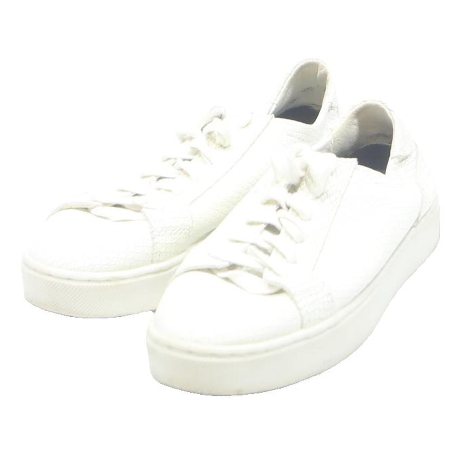 ZARA Womens Lace-Up Trainers White Leather UK 4 Casual Comfortable Premium