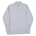 BARBADOS Mens Shirt Grey Striped Long Sleeve M
