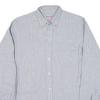 BARBADOS Mens Shirt Grey Striped Long Sleeve M