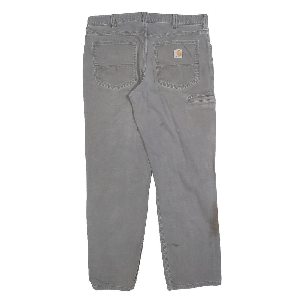 CARHARTT Mens Cotton Blend Grey Regular Straight Trousers W36 L32 Workwear