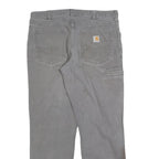 CARHARTT Mens Cotton Blend Grey Regular Straight Trousers W36 L32 Workwear