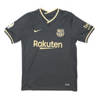NIKE DRI FIT Mens Black & Gold FC Barcelona Football Shirt M Short Sleeve V Neck