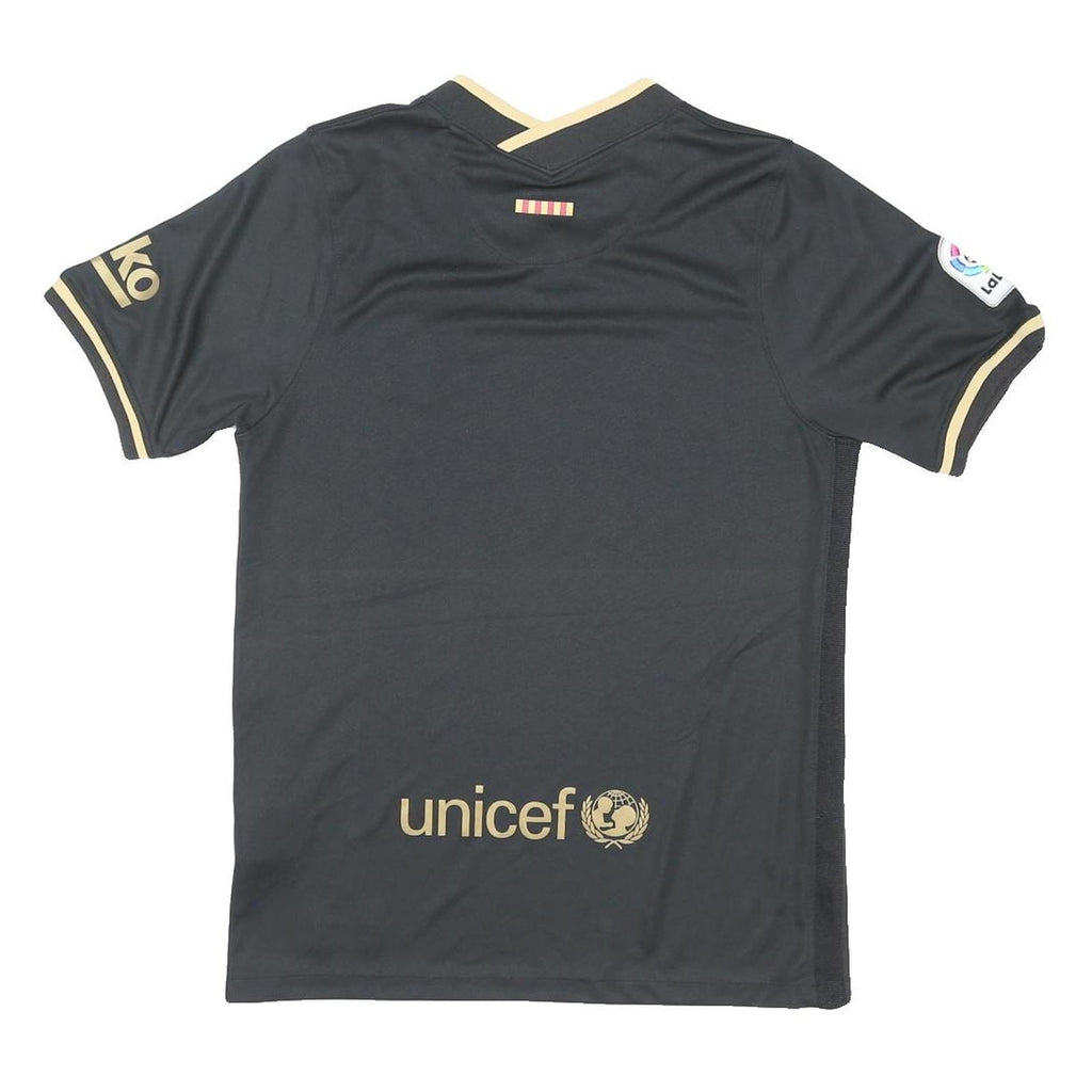 NIKE DRI FIT Mens Black & Gold FC Barcelona Football Shirt M Short Sleeve V Neck