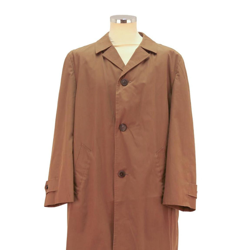 Mens Brown Button Cotton Blend Classic Jacket L Plain Button Closure