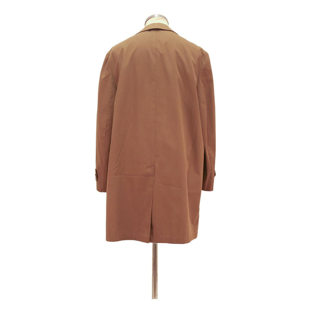 Mens Brown Button Cotton Blend Classic Jacket L Plain Button Closure