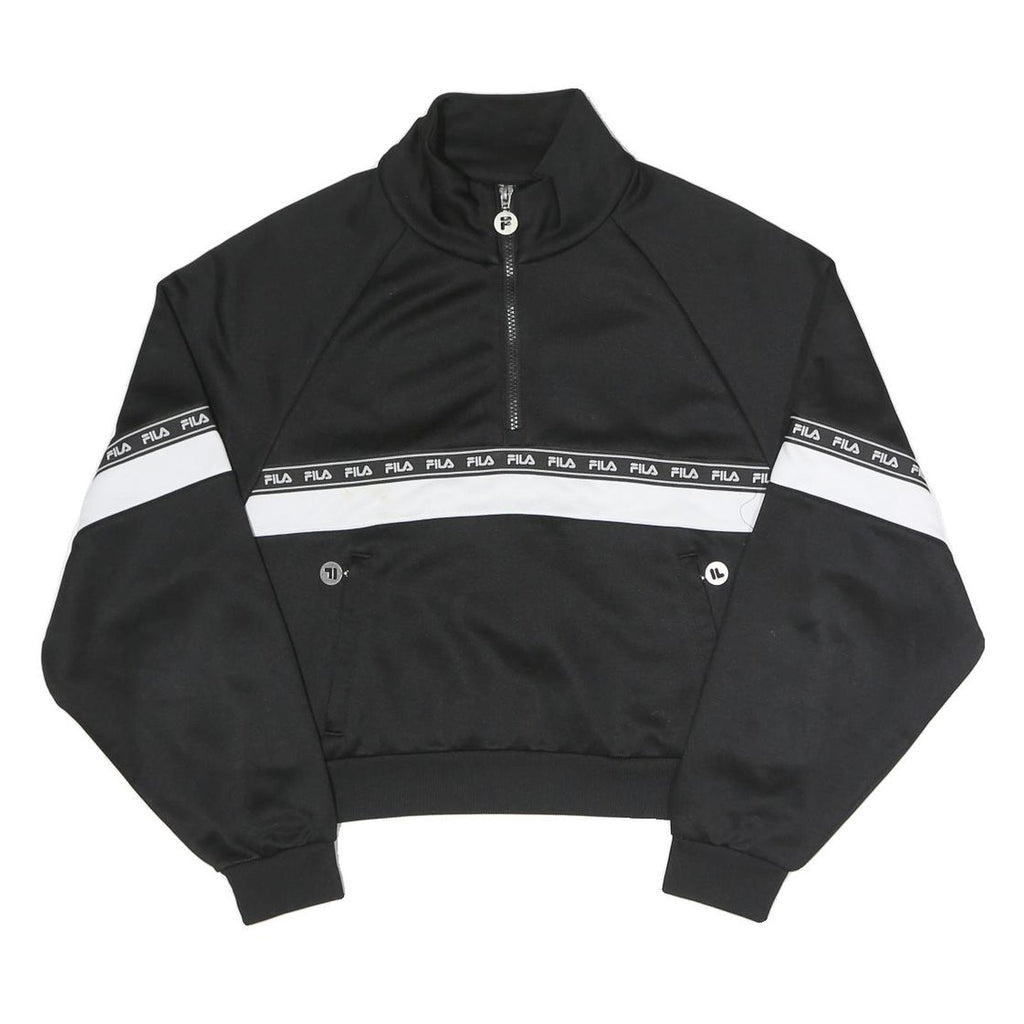FILA Womens Black & White Logo Tape Half Zip Sweatshirt M Casual Sporty