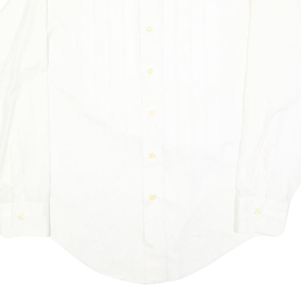 MANHATTEN Mens White Cotton Blend Shirt M Classic Fit Long Sleeve Button Shirt
