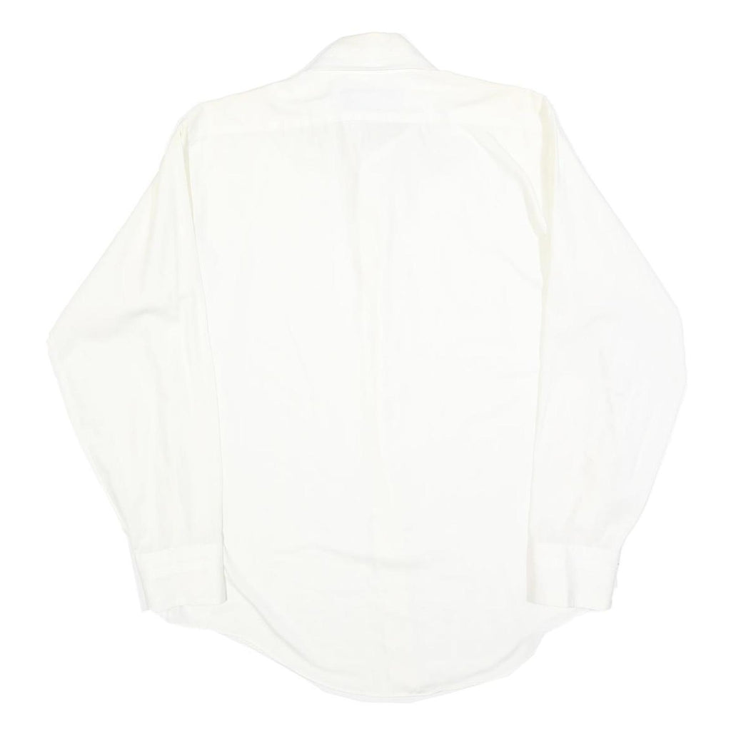 MANHATTEN Mens White Cotton Blend Shirt M Classic Fit Long Sleeve Button Shirt