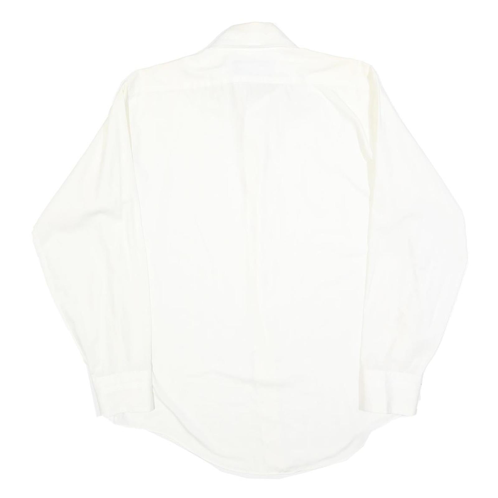 MANHATTEN Mens White Cotton Blend Shirt M Classic Fit Long Sleeve Button Shirt