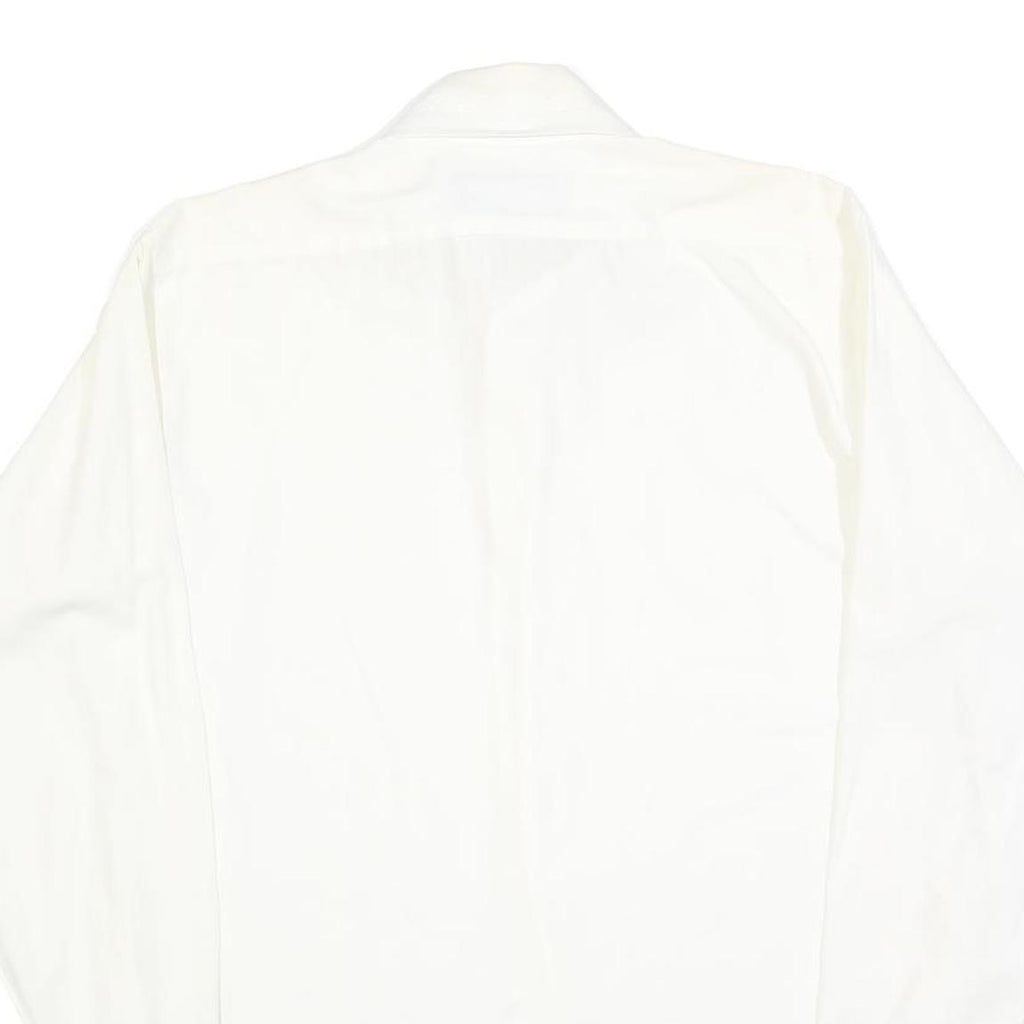 MANHATTEN Mens White Cotton Blend Shirt M Classic Fit Long Sleeve Button Shirt