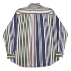 NAUTICA Mens Blue White & Maroon Stripe Cotton Shirt L Classic Fit Button-Down